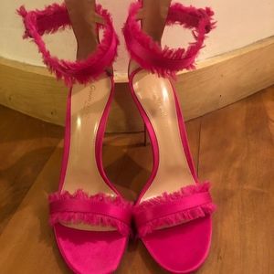 Gianvito Rossi Pink Fringe Satin Sandals